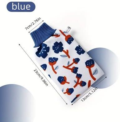 On Spot Shop Exfoliating Moroccan Hammam Bath Scrub Glove, Deep Clean Body Facial Tan Massage Glove & Shower Wash Towel, Radiant Skin blue