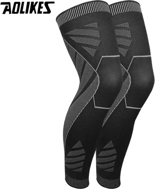 Inspire Curations AOLIKES Full Leg Compression Sleeve With Knee Support For Weightlifting Running And Sports black 2pcs l