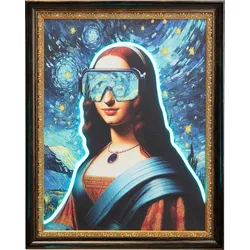 KARE DESIGN LED-Wandbild 80 x 100 cm Art Lady Holz, Textil, Natur Bunt