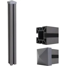 WPC-Pfosten Savoie-WPC-Zaun, Pfeiler Pfahl, Stecksystem ~ 98cm, grau