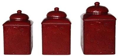 HiEnd Accents Savannah Floral Damask Ceramic Canister Set, 3PC