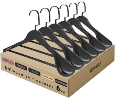 BP4U Premium Wide Shoulder Wooden Suit Hangers, 17.5-Inch Heavy-Duty Solid Wood Coat Hangers for Men's Clothes