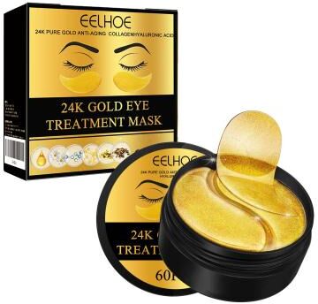 Inspired Living 24K Gold Eye Radiance Hydrating Firming Eye Patches 60pcs Anti Dark Circles Under Eye Skincare Treatment 60pcs