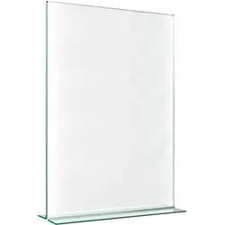 T-Aufsteller mit Glasoptik, PMMA (Acryl), transparent Hochformat | A4, Acryl (PMMA)