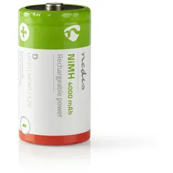 Nedis Wiederaufladbarer Ni-MH-Akku D - 1.2 V DC - 4000 mAh - vorgeladen - 2-Pack - HR20