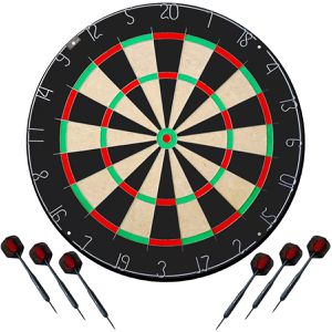 Karella Dartscheibe BullOut Tournament, aus Sisal, mit 6 Dartpfeilen, für Steeldarts