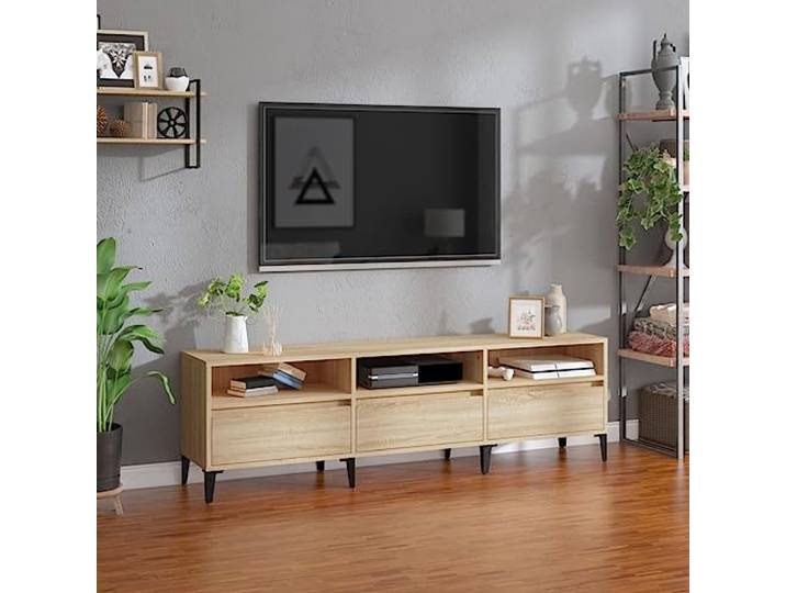 HEFZGDB TV-Schrank Sonoma-Eiche 150x30x44,5 cm Holzwerkstoff mit reichlich Stauraum für Unterhaltungselektronik, langlebiges Material für Wohnzimmer, praktischer TV-Ständer