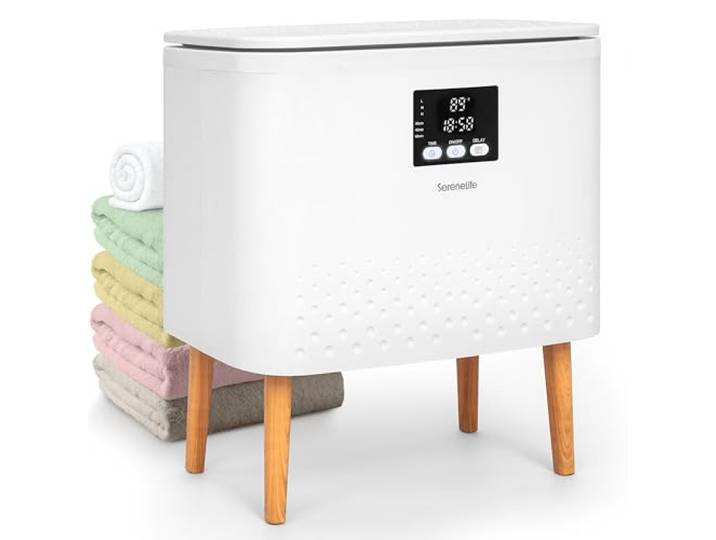 SereneLife Panier Chauffe-serviettes Rectangulaire\, Grande Capacité Chauffe-serviettes et Couvertures pour Salle de Bain\, Contrôle à Un Seul Clic\, Design Économe en Énergie avec Arrêt Automatique