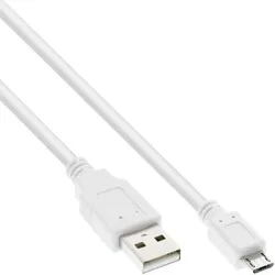 INLINE Micro-USB 2,0 Kabel, USB-A Stecker an Micro-B Stecker, weiß, 2m
