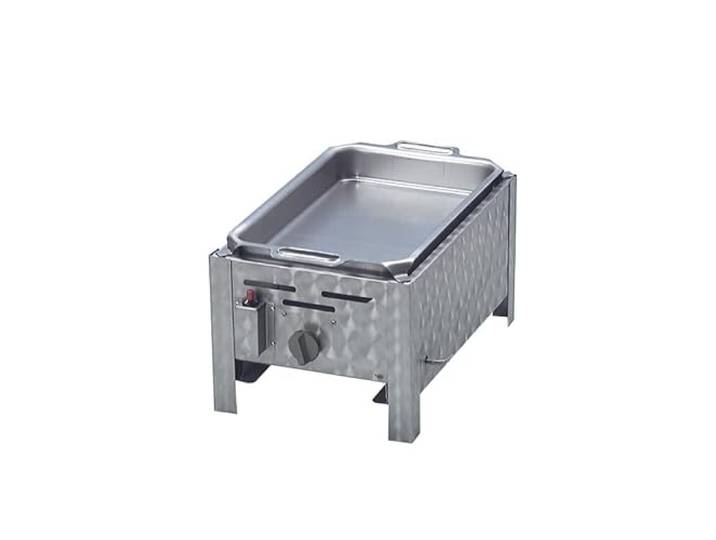 BSR-Grillen Profi Gasgrill 1-flammig Gastrogrill Gasbräter Gastrobräter Emaille -Pfanne hoher Rand Piezo-Zünder 1 Gasbrenner Gasregler stufenlos regelbar Edelstahl Gasschlauch & Druckminderer