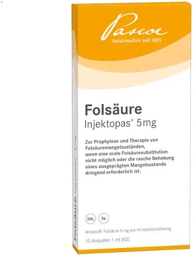 Alle Marken und mehr Pascoe Folsäure Injektopas 5 mg (10 x 1ml)