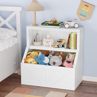 Yun Kids Bookshelf, Wooden Toy Storage Organizer with Cubby