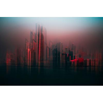 Fototapete PAPERMOON "Photo-Art CARMINE CHIRIACO, ABU DHABI SKYLINE", bunt, B:3,5m L:2,6m, Vlies, Tapeten