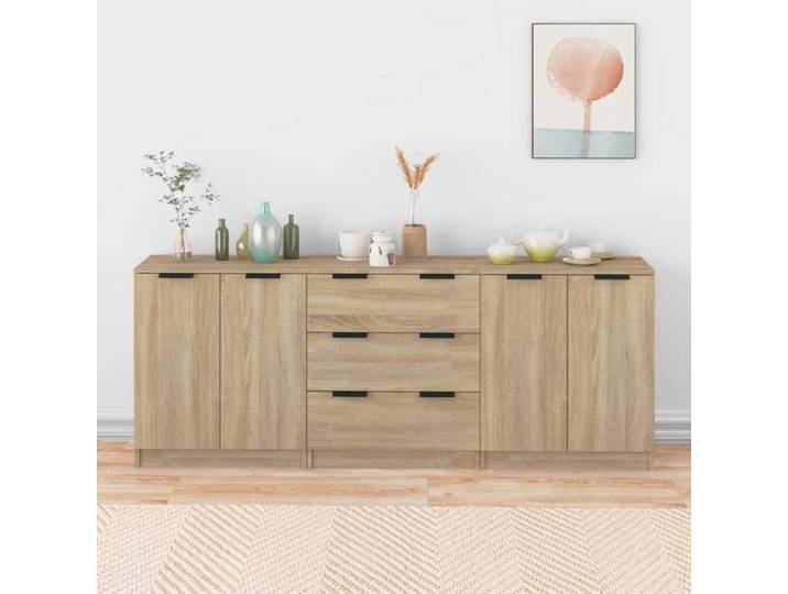 Prix bas - Enfilade Buffet de Cuisine-Lot de 3 Buffets Chêne sonoma-Bois d'ingénierie （594790117139)