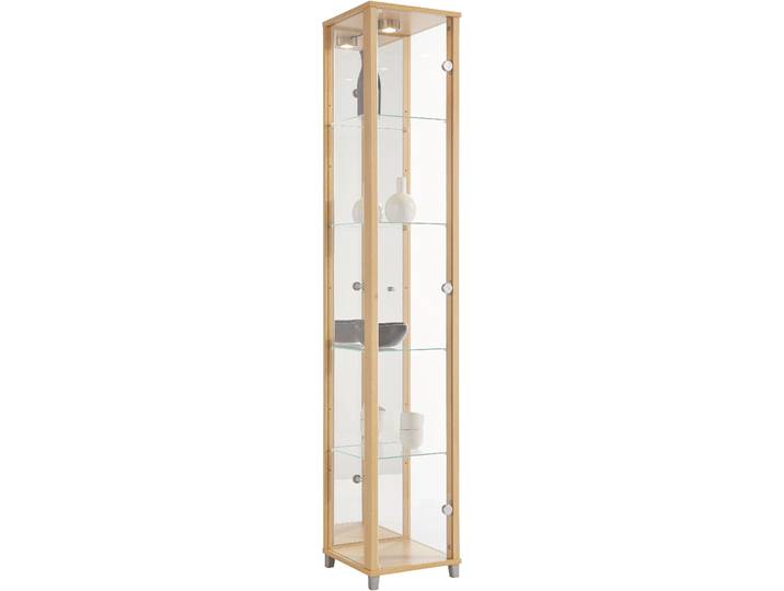 Vitrine FIF MÖBEL OPTIMA , braun (buchefarben), Holzwerkstoff, Sicherheitsglas ESG, Schränke, Vitrine, Standvitrine/Glasvitrine 1x Glastür,perfekt für Sammler,Sammlervitrine