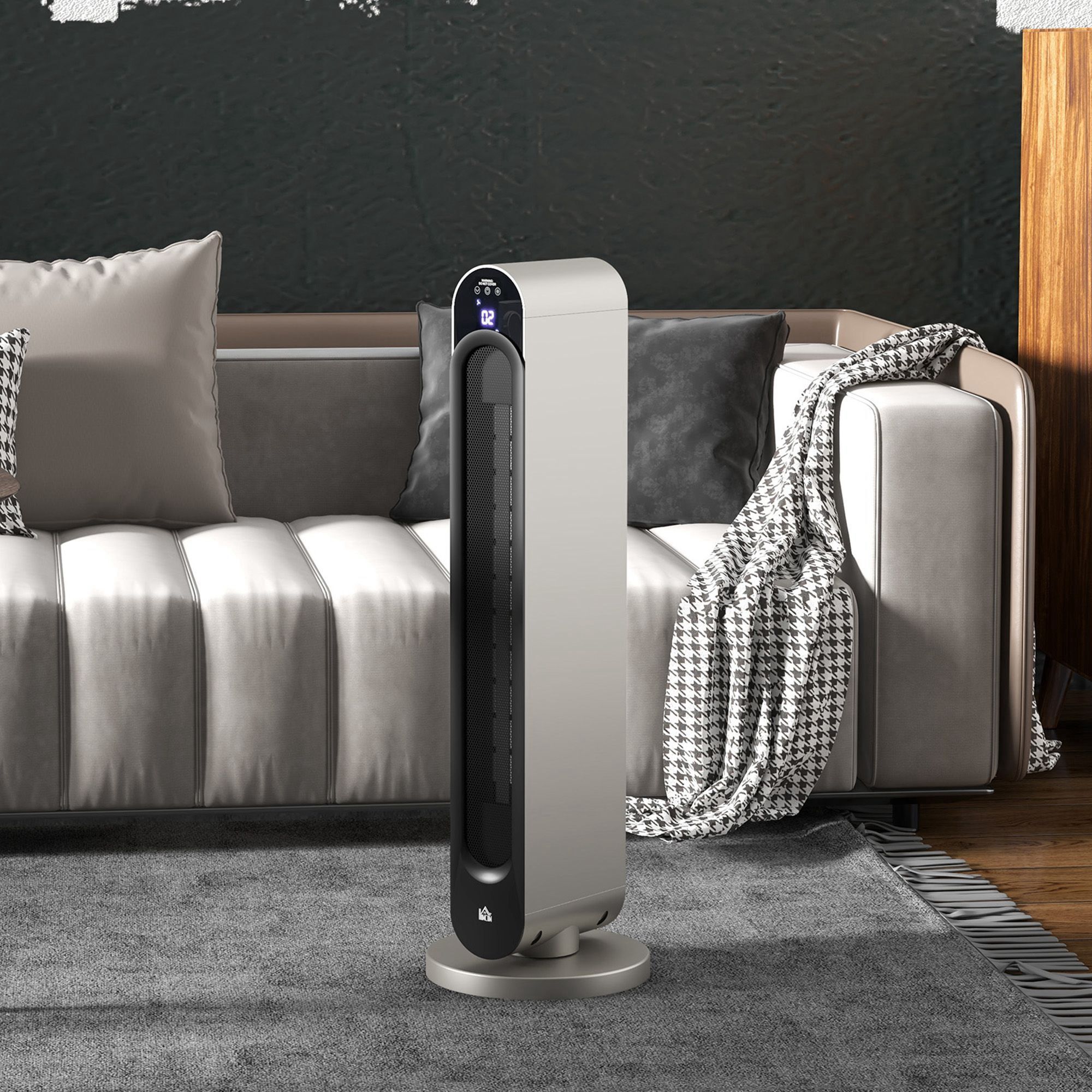Altro Stufa Elettrica Oscillante A 3 Modalità, Temperatura Regolabile E Telecomando, Ø25x73.5 Cm, Argento