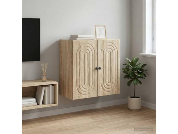 Wandschrank Sonoma-Eiche 59 x 31 x 60 cm Holzwerkstoff mit Pendeltüren Vintage-Design, 90°-Pendeltüren, platzsparende Wandmontage, viel Stauraum, robuste Holzwerkstoff-Konstruktion