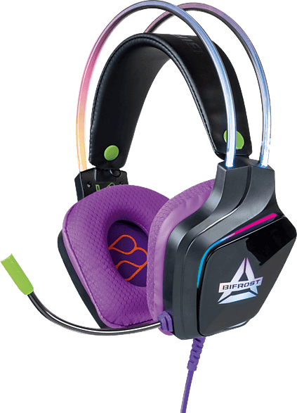 Auriculares gaming - FR-TEC Bifrost, Luz LED RGB, Micrófono flexible, Negro y Morado