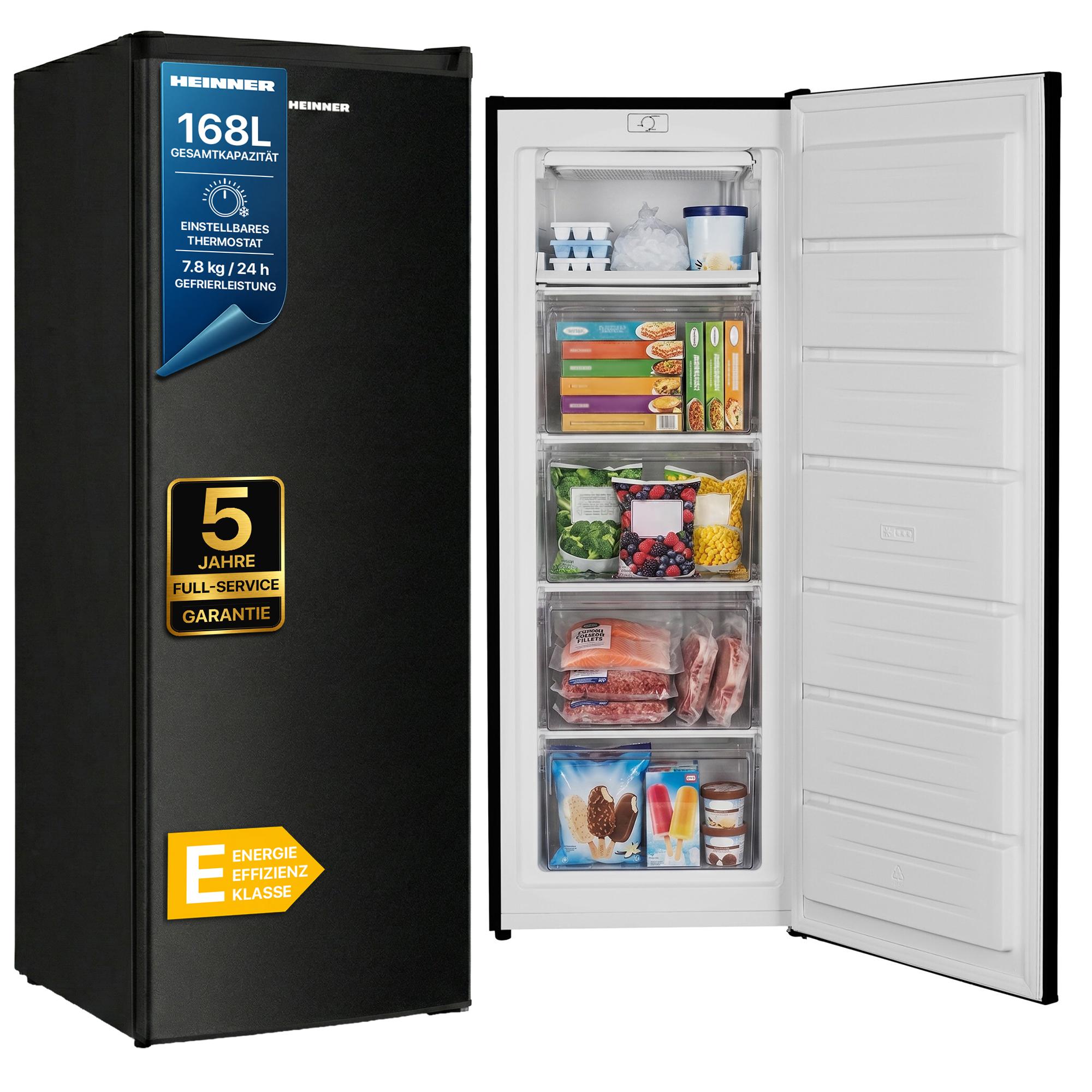 Heinner HFF-HM168BKE++, 168 l, 7,8 kg/24h, SN-ST, 40 dB, E, Schwarz