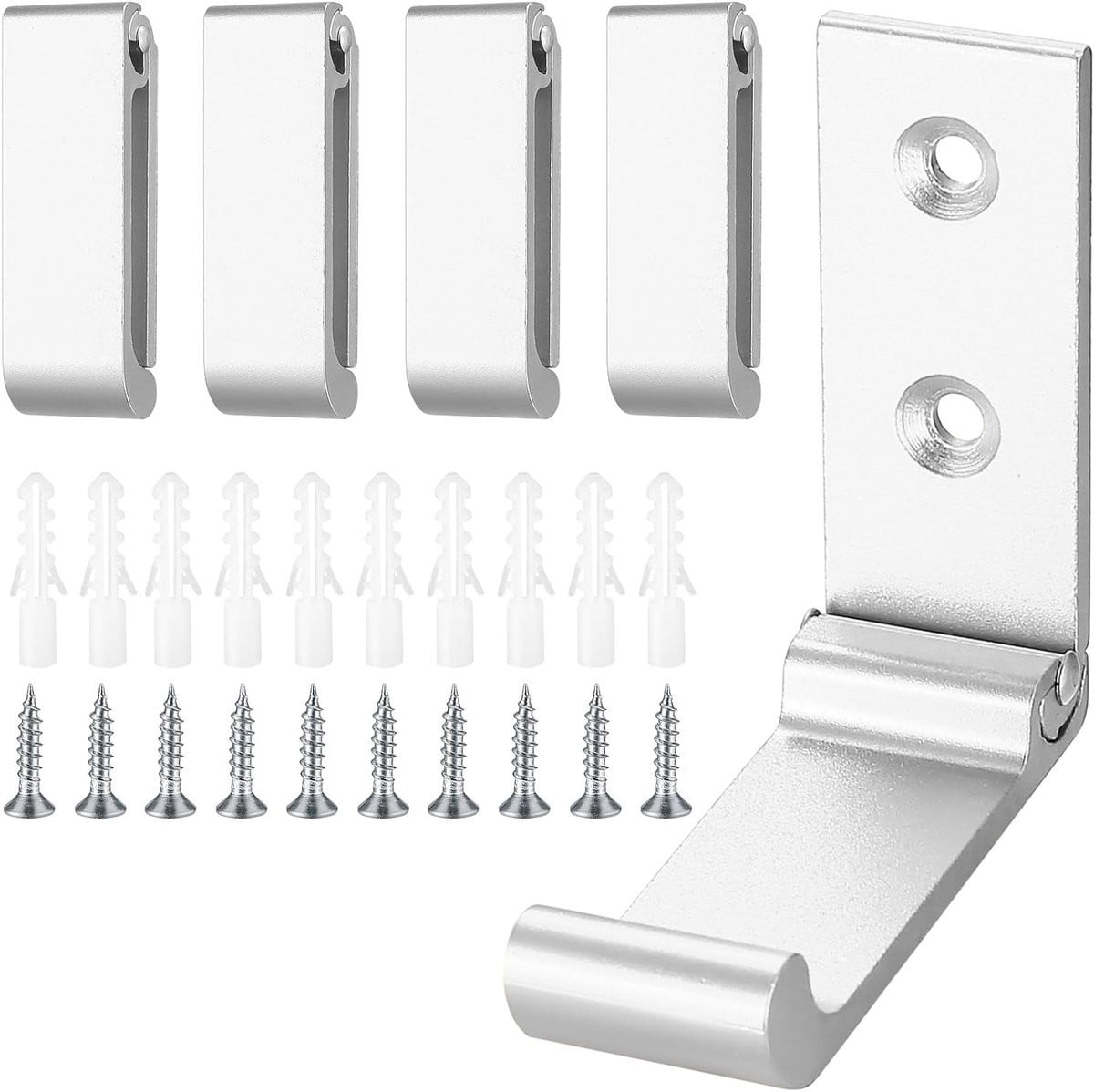 SnelShoppen Set van 5 Vouwbare Wandhaken voor Keuken en Badkamer, Zilver