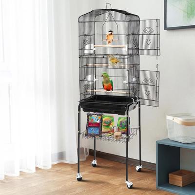 Drop Dash Deals Wrought Iron Rolling Bird Cage With Stand For Parakeet Cockatiel Finch Wrought Iron Rolling Bird Cage With Stand For Parakeet Cockatiel Finch