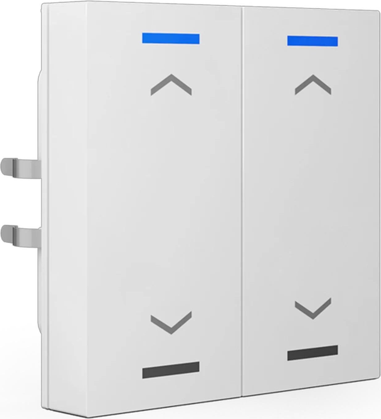 MDT KNX drukknopplaat voor verlichting en jaloezieën, 2-voudig, RGBW, zuiverwit glanzend, 55 x 55 mm