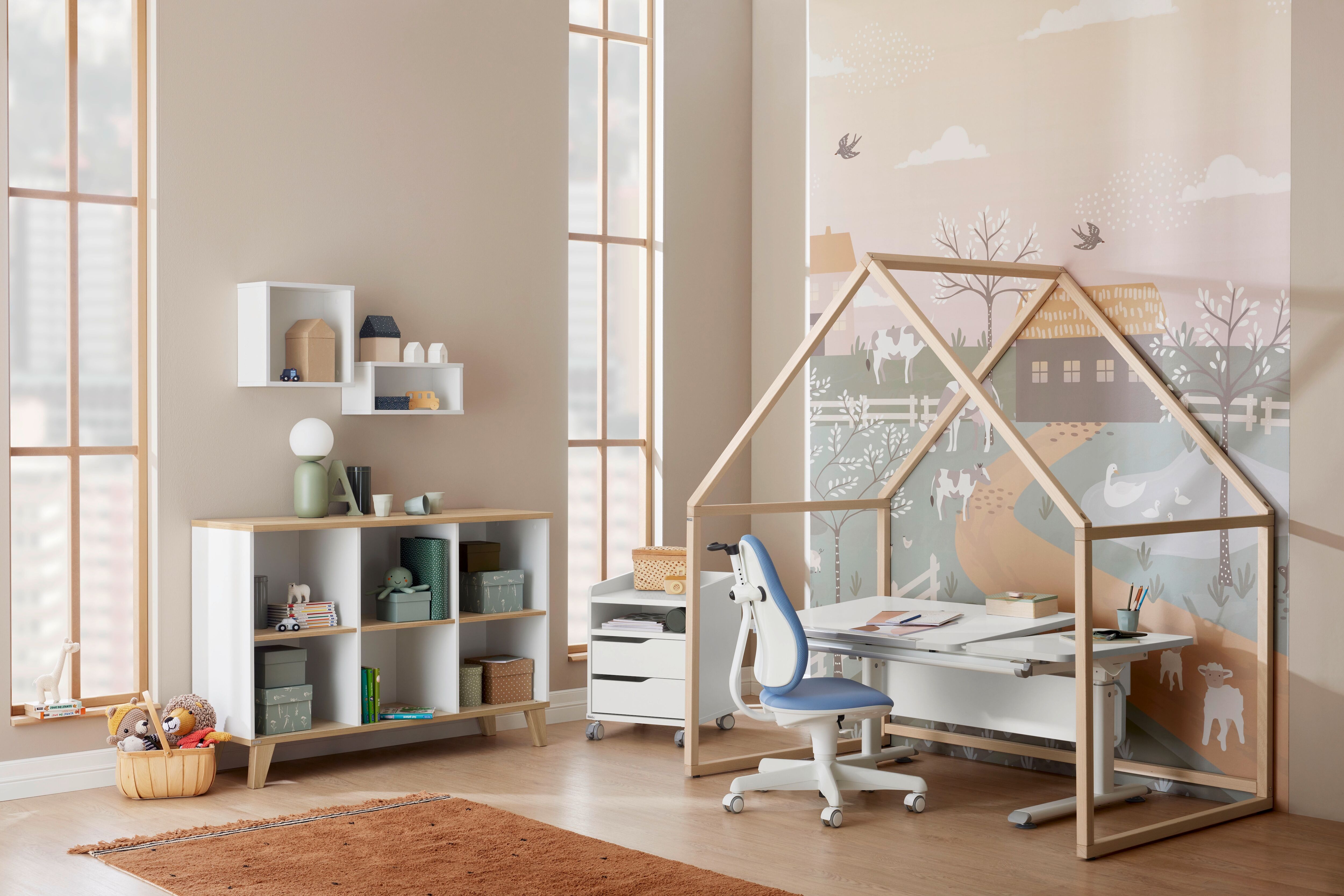 Hausbett PAIDI "Little House aus Buche Massivholz, pflegeleicht, langlebig", beige (buche natur), B:97cm H:170cm L:158cm, Betten, Hausbett, Vielseitig nutzbar - Spielhaus, Leseecke, Kaufladen