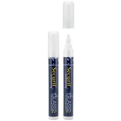 Securit® 2er-Set Flüssigkreidemarker Waterproof – Weiß – Keilspitze 2-6mm