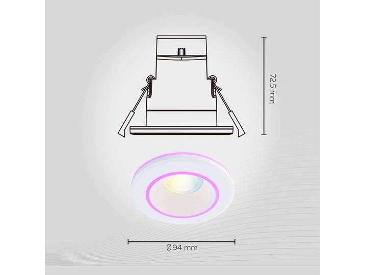 Calex Smart Halo Einbau-Downlight CCT RGB weiß Halo, dimmbar, weiß / opal, für Wohn- / Esszimmer, Kunststoff, Modern, Downlight