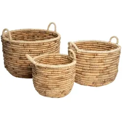 Korb 3tlg. Naturfaser Braun