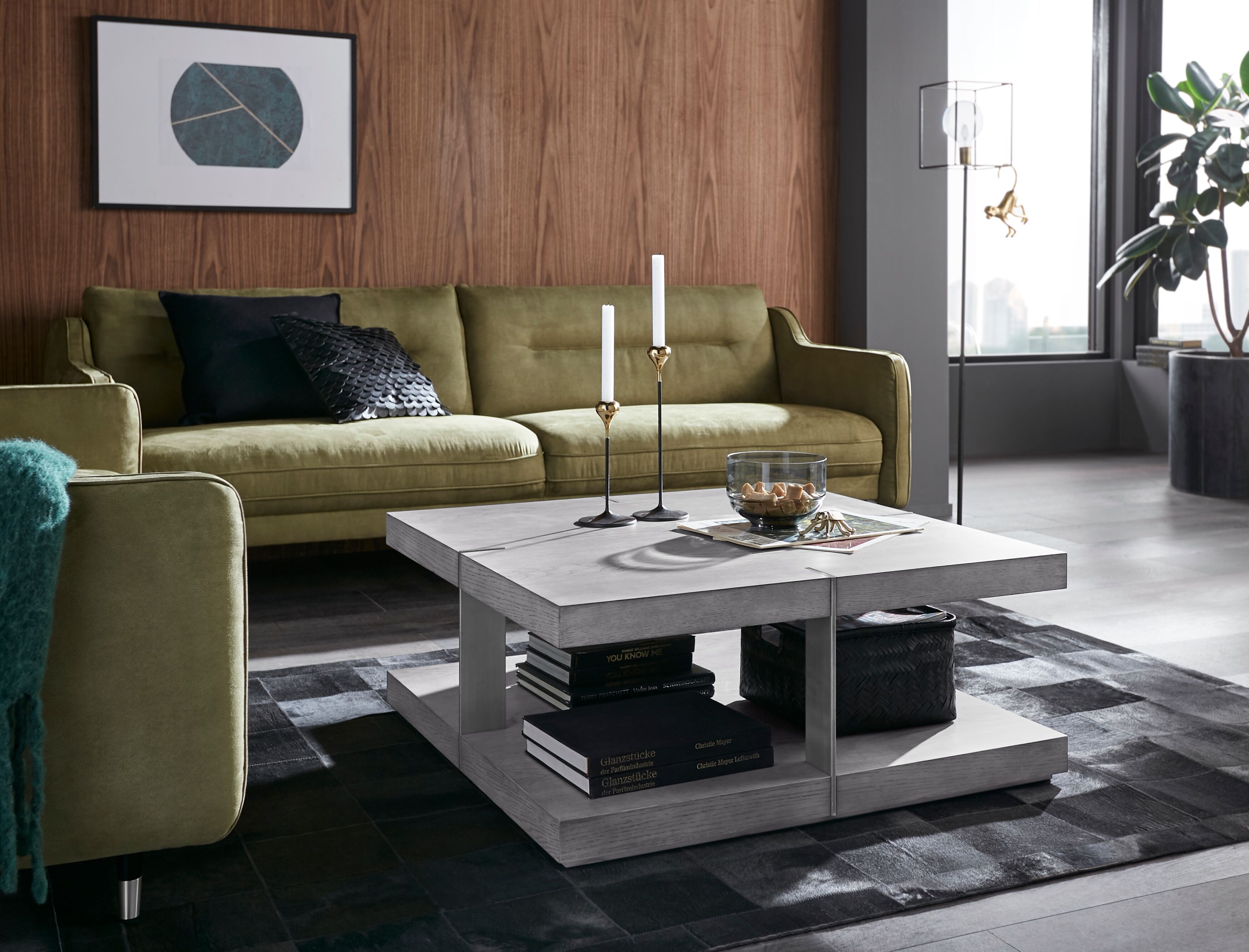 Couchtisch GOODPRODUCT "Verrazzano", bunt (grau, silberfarben), B:90cm H:38cm, Tische, Couchtisch grau, silberfarben B/H/T: 90cm x 38cm