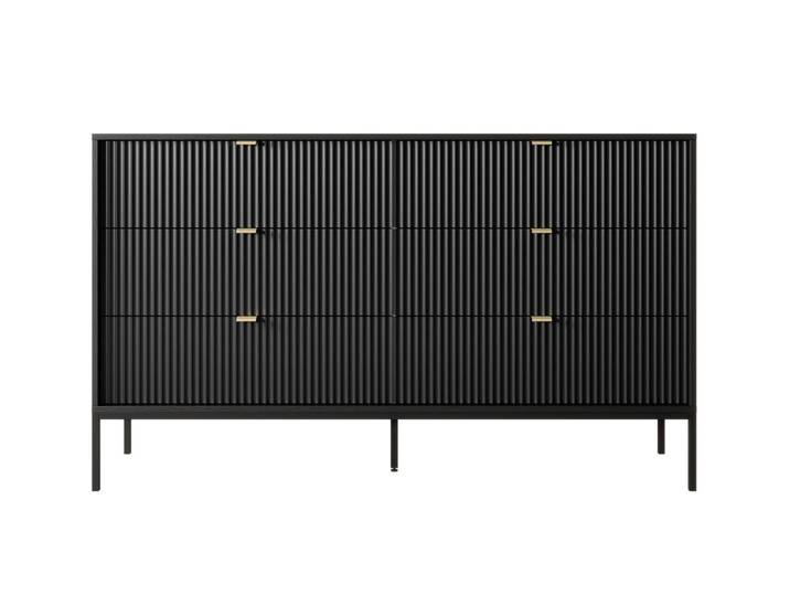 Kommode – NOVA – Schwarz mit dreireihiger Schubladenfront