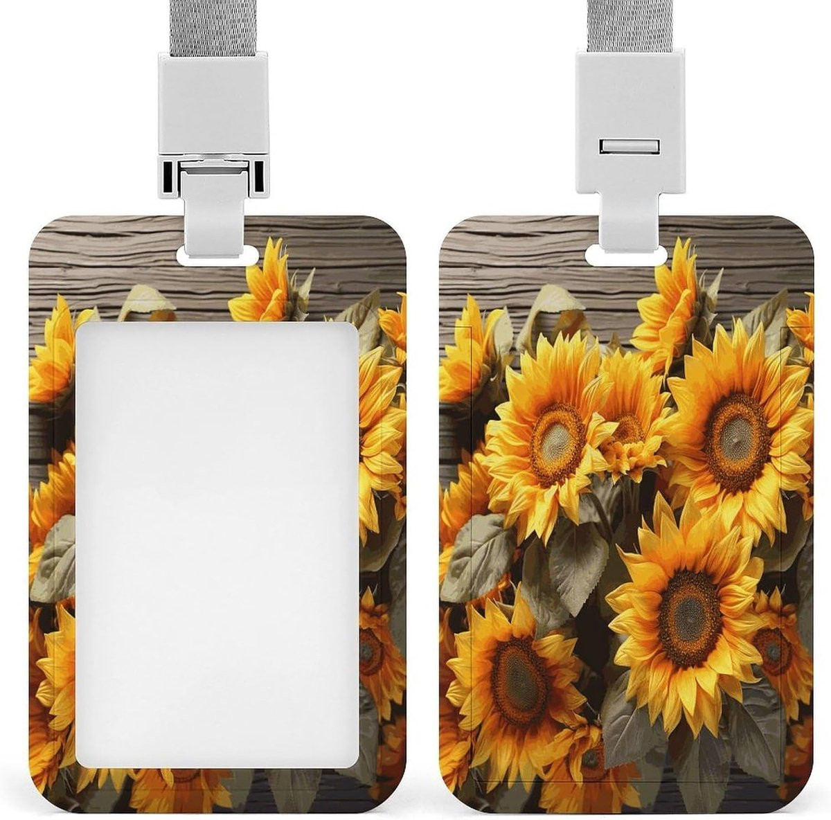 Badge houder ID kaarthouder met zonnebloem thema van robuust ABS plastic, 43 x 27 inch