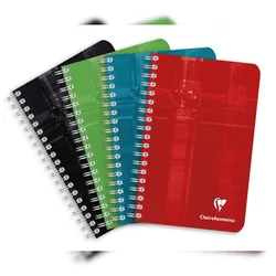 Clairefontaine 10x Notizbuch mit Doppelspirale 11x17cm, 50 Blatt 90g, kariert - Sortiert 68682C