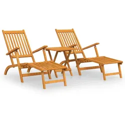 Helloshop26 - Gartenliegen mit Fußstütze und Tisch 167 x 56 x 75 cm massives Akazienholz 02_0011918