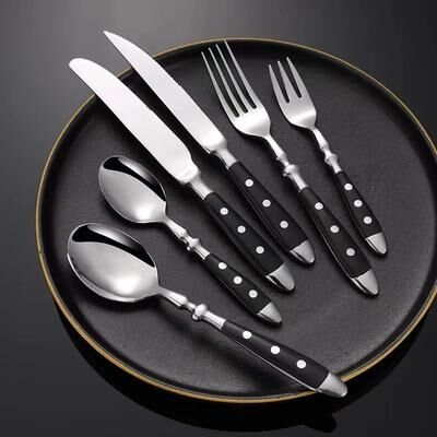 The Handy Homestead Creative Retro Stainless Cutlery Set With Riveted Handle Dining & Kitchen Tableware Spoon