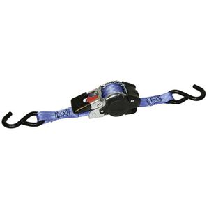 Kerbl Spanngurt 37181, blau, mit S-Haken & Ratsche, 600kg Zurrkraft, DIN EN 12195-2, Aufrollautomatik, 25mm x 3m