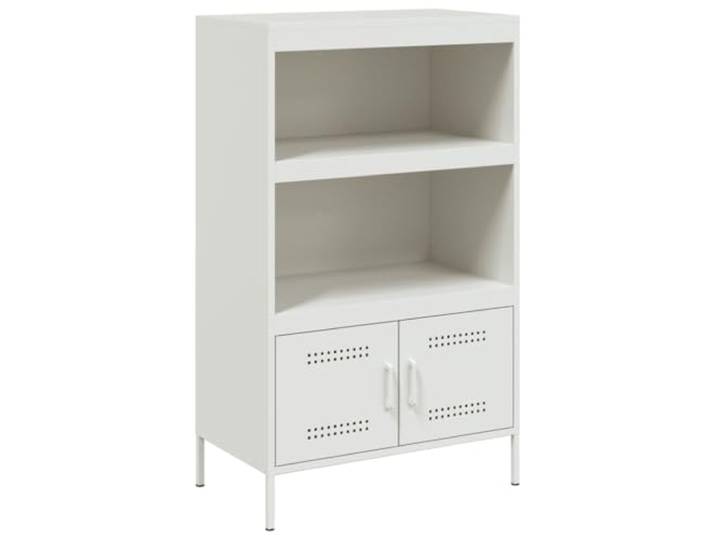 HGFDVCMR Highboard Weiß 68x39x113 cm Industriedesign Stahl Schrank Robustes Metall-Highboard im Industrie-Design mit 2 Fächern und Türen, ideal für Schlafzimmer und Wohnzimmer.