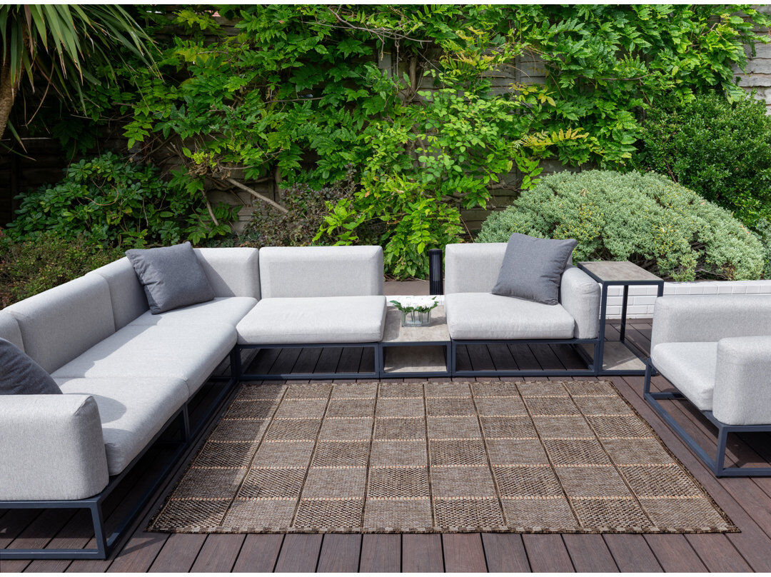 Concept Looms Chequered Indoor / Outdoor Area Rug Mocha Rectangle 240 x 300cm