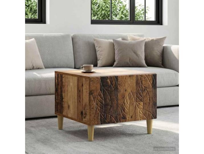 TEKGHUT Couchtisch Altholz 50 x 49 x 40 cm Holzwerkstoff mit Schublade Eukalyptusbeine, Schublade, rechteckig, pflegeleicht, natürlicher Stil