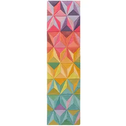 Luxus-Handgetufteter Wollteppich `Derwent Tilly` Multi-Farben. 60x230 cm | Kadima Design