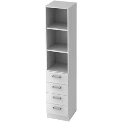 bümö office Aktenschrank Regal mit Schubladen, Büroschrank schmal - 40cm breit in weiß - Aktenregal & Schubladenschrank mit Chromgriffen, Büro Möbel