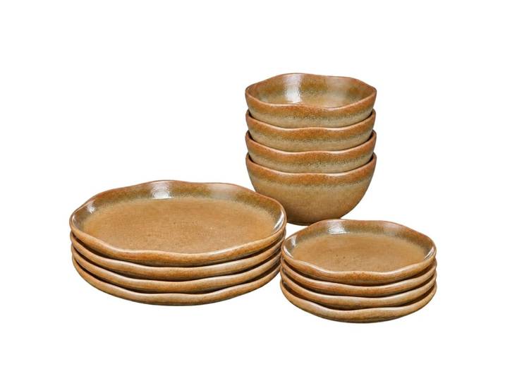 Service de table brun porcelaine h29xl29xl30cm