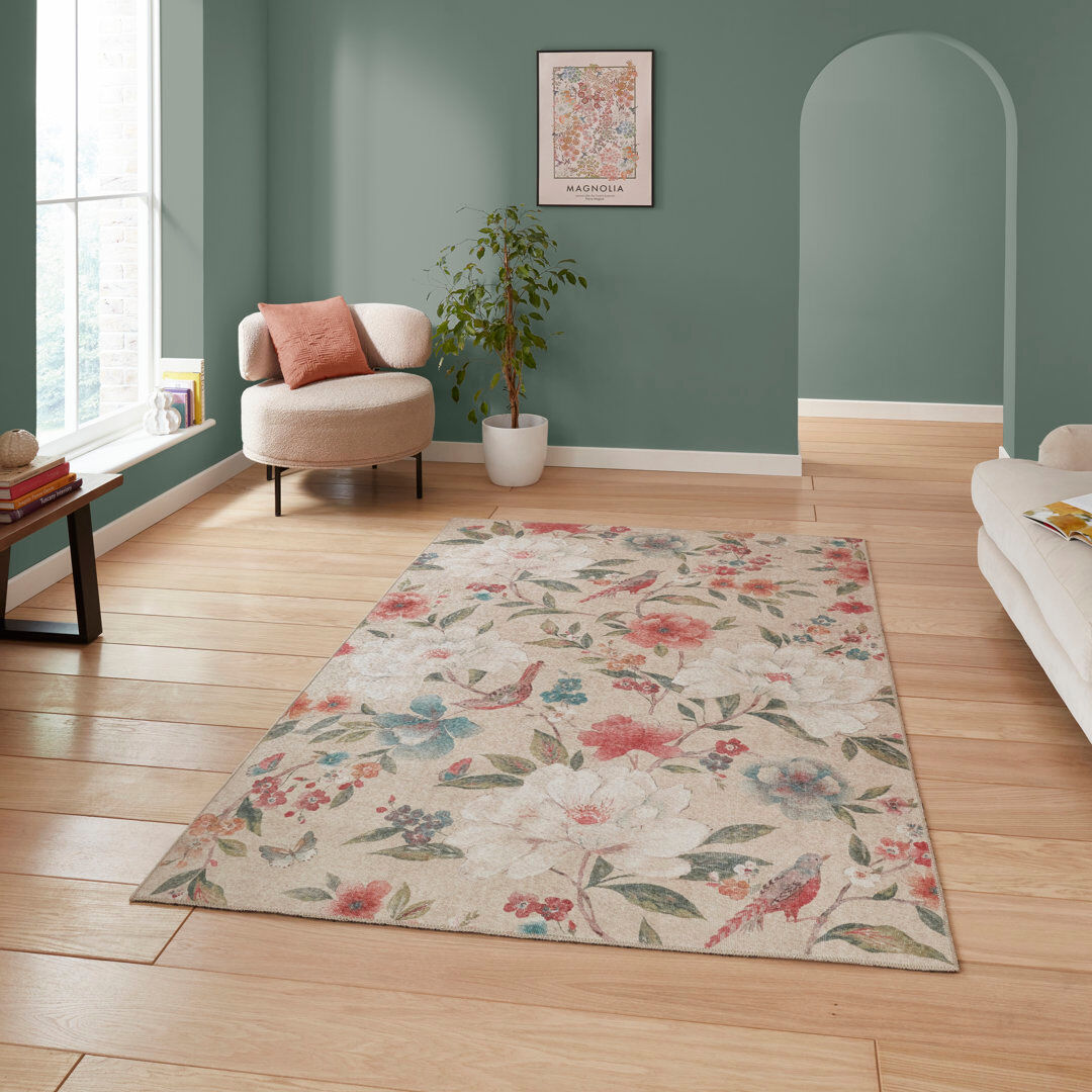 Catherine Lansfield Floral Area Rug Brown Rectangle 122 x 170 cm