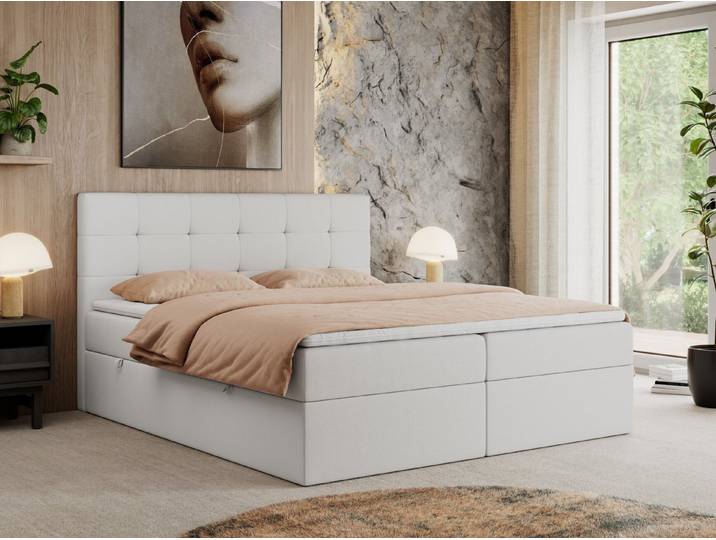 MKS MÖBEL Boxbett CENTOS (Boxspringbett - Set, Packung, Gepolsterte Kopfstütze, T30-Schaum, Topper T25/Visco, Modern), Doppelbett, Multipocket-Matratzen, zwei Bettkästen