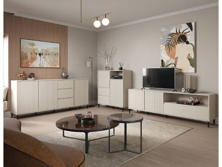 Kommode Jitang 105 x 117 x 40cm Beige/Kaschmir