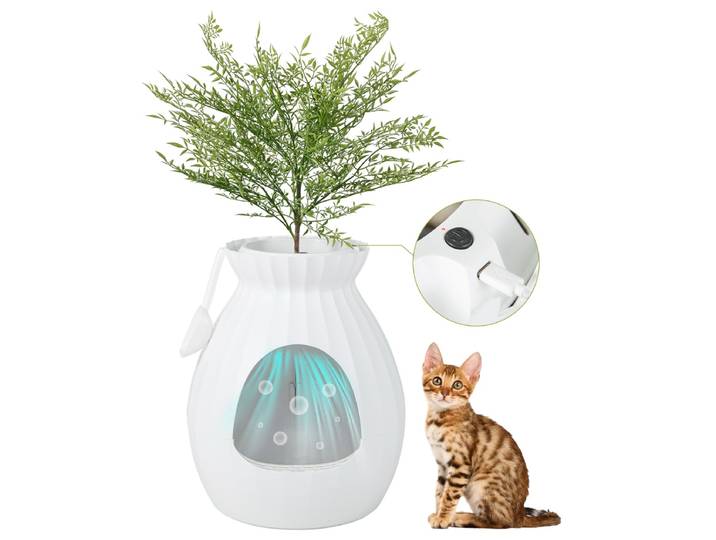 Slimme Kattenbak met Elektronische Geurbestrijding Nepplant Kiezelstenen Deurgordijn Schep Kattenbak voor Grote Katten en Kittens
