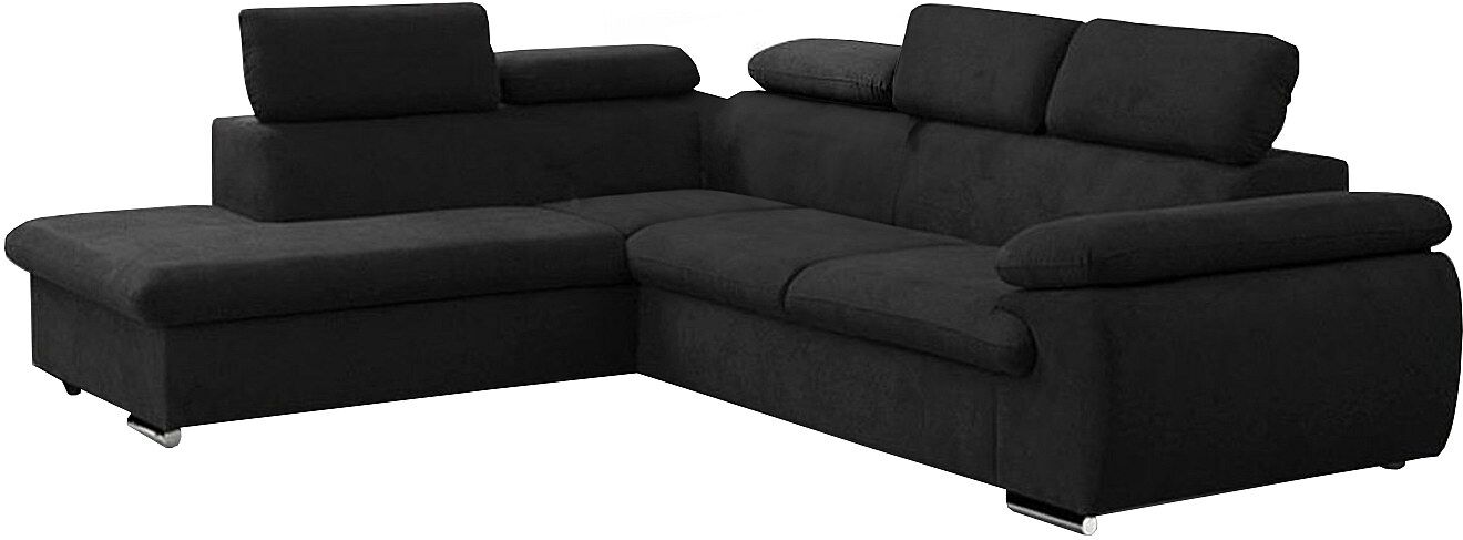 Vente-unique Ecksofa mit Schlaffunktion & Bettkasten - Ecke Links - Stoff - Schwarz - FABIEN