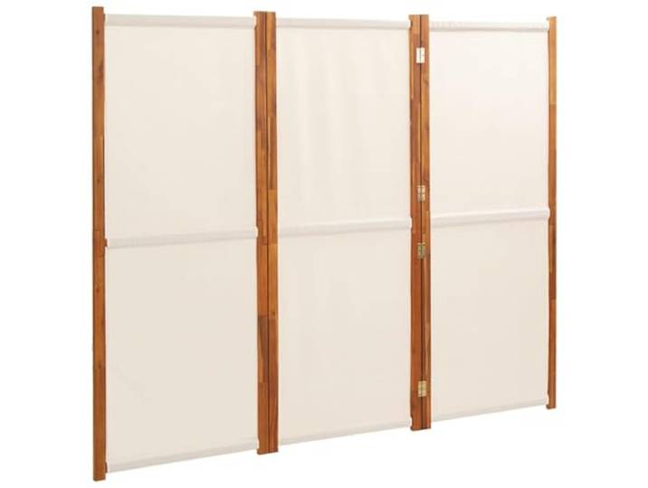 Fisinber 3-TLG. Raumteiler Cremeweiß 210x180 cm aus massivem Akazienholz mit Ölfinish und Textilene, Klapp-Barriere für Balkon, Garten, Wohnzimmer, Terrasse und Jugendzimmer