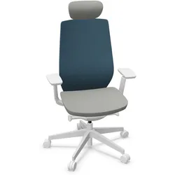Profim Accis Pro 151 SFL Drehstuhl mit 3D-Netzrückenlehne, 3D-Sitz und Nackenstütze - Runner Blau (66248) / Alba Hellgrau (8078) / Hellgrau